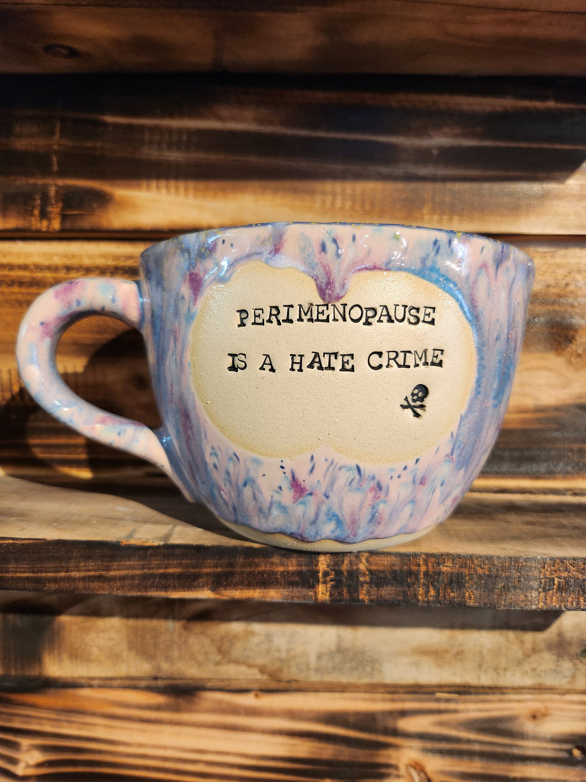 Perimenopause is a hate crime Large Cappuccino Cup