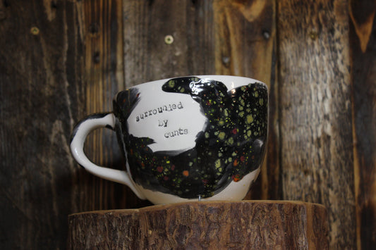 Surrounded by Cunts. Large Cappuccino Cup